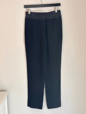 Sandro Paris Stretch Waist Pull-On Tapered Leg Pants, Black, Sz 2 Minimalist